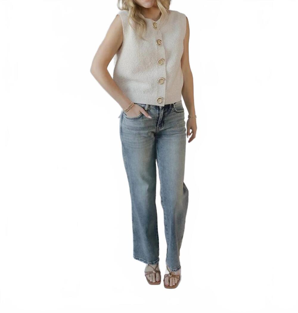 NEW BY TOGETHER oyster cafe seashell button sweater top in cream